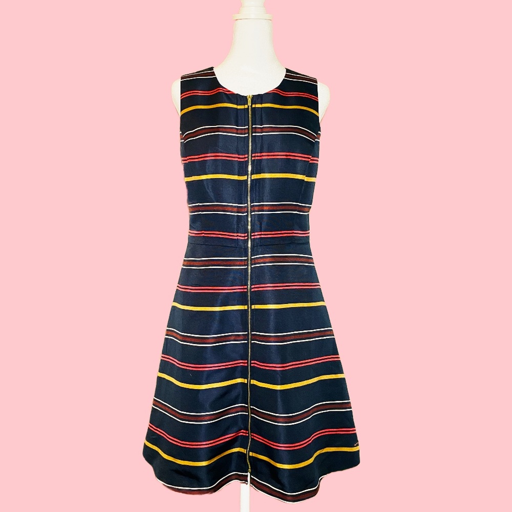 Striped A-Line Dress w/ front Zipper - Tommy Hilfiger Size 6 - Navy